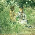 Женщина и ребенок на лугу в Буживале